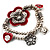 2-Strand Red Floral Charm Bead Flex Bracelet (Antique Silver Tone) - view 9