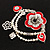 2-Strand Red Floral Charm Bead Flex Bracelet (Antique Silver Tone) - view 3