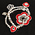 2-Strand Red Floral Charm Bead Flex Bracelet (Antique Silver Tone) - view 10