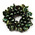 Chunky Forest Green Shell And Bead Flex Bracelet