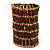 Wide Red Crystal Egyptian Style Flex Bracelet (Burn Gold Tone Finish) - 8cm Width