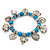 'Heart & Elephant' Turquoise Bead Charm Flex Bracelet (Silver Plated Metal)