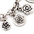 Chunky Oval Link 'Rose' Charm Bracelet In Silver Tone Metal - 18cm Length with 5cm extension - view 4