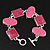 Pink/Peach Enamel Geometric Bracelet With T-Bar Closure In Rhodium Plated Metal - up to 18cm wrist