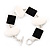Black/Cream Enamel Geometric Bracelet With T-Bar Closure In Rhodium Plated Metal - up to 18cm wrist - view 2