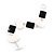 Black/Cream Enamel Geometric Bracelet With T-Bar Closure In Rhodium Plated Metal - up to 18cm wrist - view 5