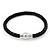 Black Leather Magnetic Bracelet - up to 20cm Length