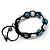 Unisex Blue/Metallic Silver Acrylic Jewelled Balls Bracelet - 10mm - Adjustable - view 6