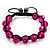 Unisex Fuchsia Glass Beads Bracelet - 10mm - Adjustable - view 3
