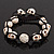 Antique White Skull Shape Stone Beads Bracelet - 11mm diameter - Adjustable - view 4