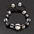 Smooth Round Hematite, Transparent & Clear Crystal Balls Bracelet - Adjustable - view 2