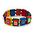Multicoloured Wood 'Peace' Stretch Bracelet - up to 20cm length - view 2