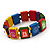 Multicoloured Wood 'Peace' Stretch Bracelet - up to 20cm length - view 3