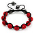 Unisex Ruby Red Coloured Swarovski Crystal Balls & Smooth Round Hematite Beads Buddhist Bracelet - 12mm - Adjustable