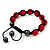 Unisex Ruby Red Coloured Swarovski Crystal Balls & Smooth Round Hematite Beads Buddhist Bracelet - 12mm - Adjustable - view 4