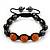 Hematite & Orange Crystal Beaded Bracelet - Adjustable - 11mm Diameter - view 6