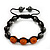 Hematite & Orange Crystal Beaded Bracelet - Adjustable - 11mm Diameter - view 7