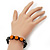 Hematite & Orange Crystal Beaded Bracelet - Adjustable - 11mm Diameter - view 3