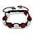 Unisex Bracelet Crystal Burgundy Red/Clear Crystal Beads 10mm - Adjustable