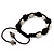 Unisex Buddhist Bracelet Crystal Black/Clear Swarovski Crystal Beads 10mm - Adjustable - view 7