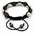 Unisex Buddhist Bracelet Crystal Dark Grey/Clear Swarovski Crystal Beads 10mm - Adjustable - view 5