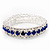 Royal Blue/Clear Swarovski Crystal Flex Bracelet (Silver Tone Metal) - 18cm Length - view 5
