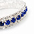 Royal Blue/Clear Swarovski Crystal Flex Bracelet (Silver Tone Metal) - 18cm Length - view 6