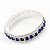 Royal Blue/Clear Swarovski Crystal Flex Bracelet (Silver Tone Metal) - 18cm Length - view 7