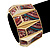 Wide Goldtone Geometric Flex Bracelet - Up to 18cm Length - view 2