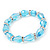 Pale Blue Glass Bead With Clear Crystals Silver Rings Flex Bracelet - 18cm Length - view 5