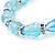 Pale Blue Glass Bead With Clear Crystals Silver Rings Flex Bracelet - 18cm Length - view 4