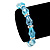 Pale Blue Glass Bead With Clear Crystals Silver Rings Flex Bracelet - 18cm Length - view 2