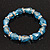 Pale Blue Glass Bead With Clear Crystals Silver Rings Flex Bracelet - 18cm Length - view 3