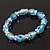 Pale Blue Glass Bead With Clear Crystals Silver Rings Flex Bracelet - 18cm Length - view 6