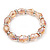 Light Pink Glass Bead With Clear Crystals Silver Rings Flex Bracelet - 18cm Length