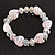 Light Pink/Transparent Heart & Faceted Bead Flex Bracelet - 18cm Length