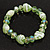 Pale Green/White Heart & Faceted Bead Flex Bracelet - 18cm Length