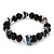 Black/White Heart & Faceted Bead Flex Bracelet - 18cm Length