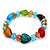 Multicoloured Heart & Faceted Bead Flex Bracelet - 18cm Length