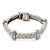 Stylish Braided Diamante Magnetic Bracelet In Matt Silvertone - 17cm Length - view 7