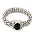 Silver Plated Mesh Magnetic Bracelet With Black Central Stone - 18cm Length - view 2