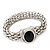 Silver Plated Mesh Magnetic Bracelet With Black Central Stone - 18cm Length - view 12