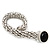 Silver Plated Mesh Magnetic Bracelet With Black Central Stone - 18cm Length - view 10