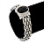 Silver Plated Mesh Magnetic Bracelet With Black Central Stone - 18cm Length - view 4