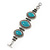 Vintage Turquoise Stone, Oval Filigree Bracelet With Toggle Clasp -18cm Length - view 9