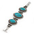 Vintage Turquoise Stone, Oval Filigree Bracelet With Toggle Clasp -18cm Length - view 2
