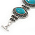 Vintage Turquoise Stone, Oval Filigree Bracelet With Toggle Clasp -18cm Length - view 5