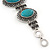 Vintage Turquoise Stone, Oval Filigree Bracelet With Toggle Clasp -18cm Length - view 6