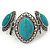 Vintage Turquoise Stone, Oval Filigree Bracelet With Toggle Clasp -18cm Length - view 7