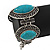 Vintage Turquoise Stone, Oval Filigree Bracelet With Toggle Clasp -18cm Length - view 8